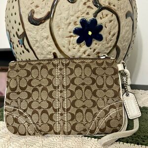 Coach Brown Signature Wristlet
